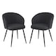 image 1 of SONARA Modern Set of 2 Chunky Weave Fabric Ergonomic Dining Chairs with Arms | Grey
