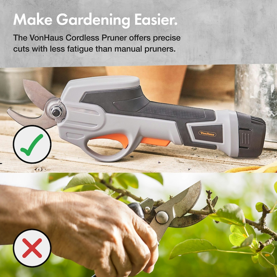 image 1 of VonHaus Cordless Garden Secateurs for Pruning