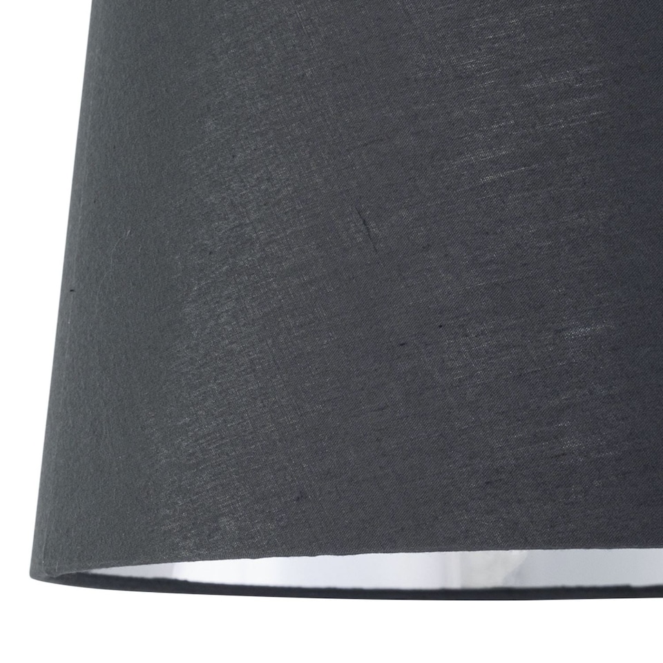 image 1 of Voyage - Light Oak Table Lamp Bedside Light with Grey & Silver Shade | Brown | Grey | Large | 1
