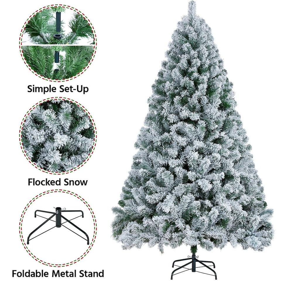 image 1 of Yaheetech Flocked Artificial Christmas Tree with Foldable Stand