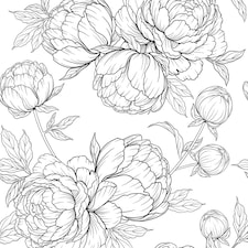Sample of Flora Wallpaper in Monochrome Multi