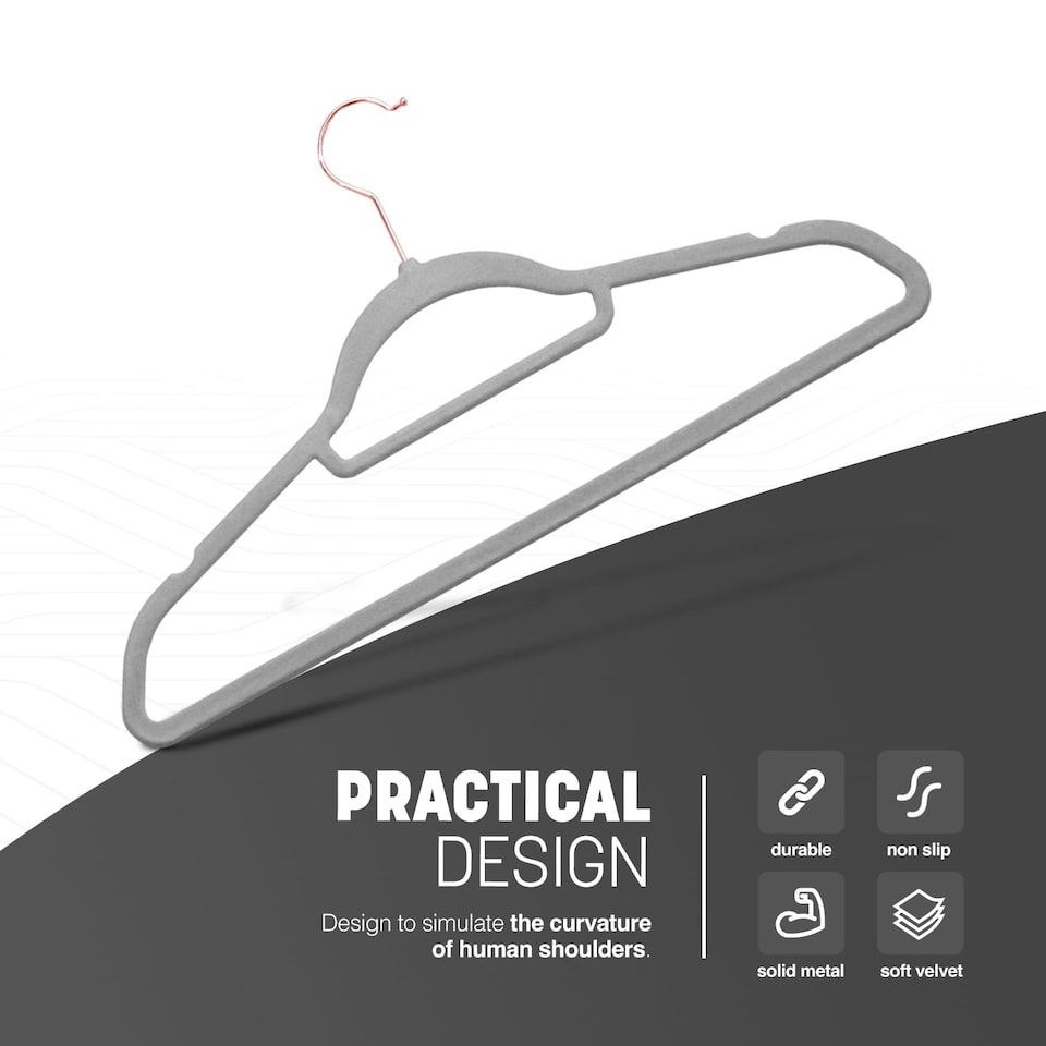 image 1 of Keplin Velvet Non-Slip Clothes Hangers with Tie Bar and Swivel Hook, 20 Pack