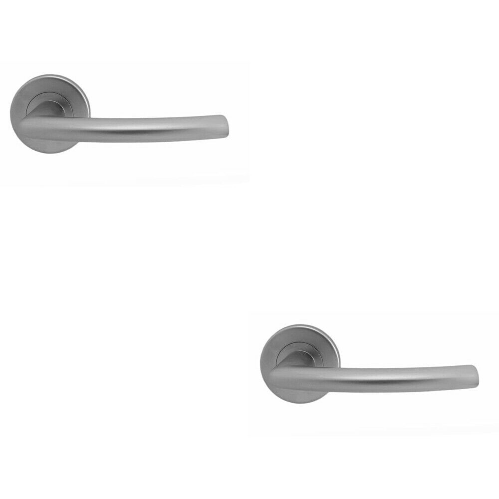 Loops 2x PAIR Oval Shaped Curved Bar Handle Concealed Fix Round Rose Satin Chrome