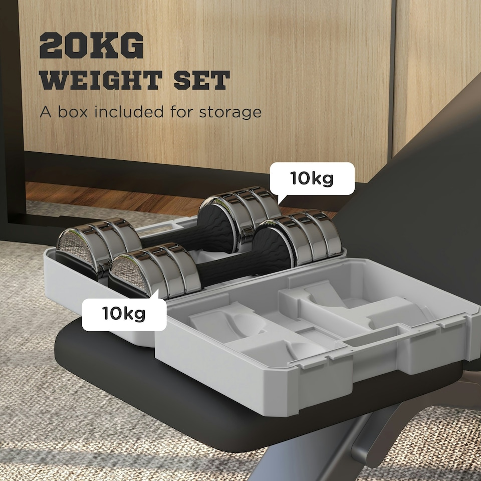 image 1 of SPORTNOW Adjustable Dumbbells Weights Set with Storage Box, 10kg x 2