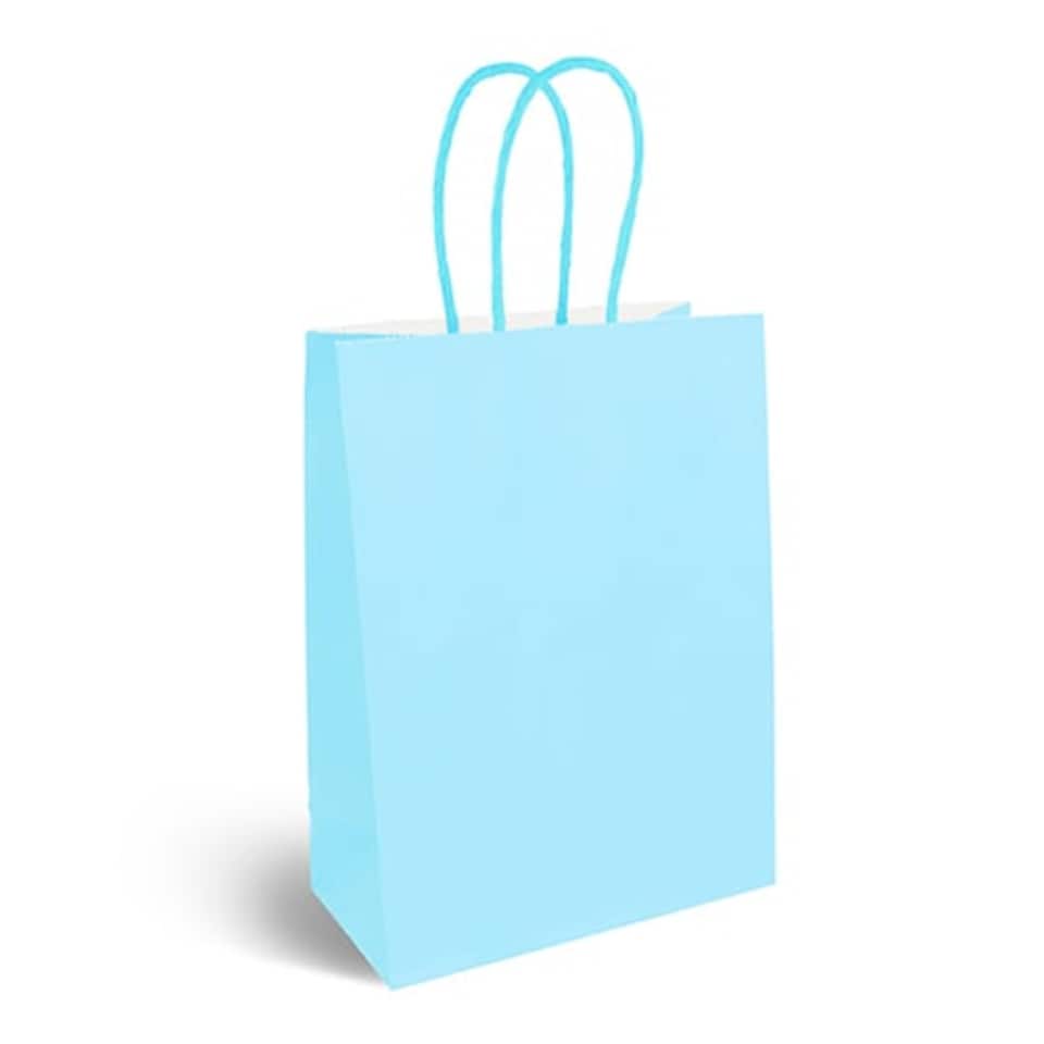 Baby Blue Paper Party Bag with Handles 22cm