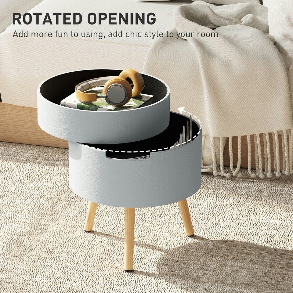 image 1 of HOMCOM Side Coffee Table End Desk Night Stand w/ Detachable Tray, Grey Grey
