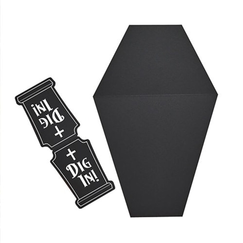 image 1 of Halloween Black Coffin Grazing Board with Card Sign 47cm