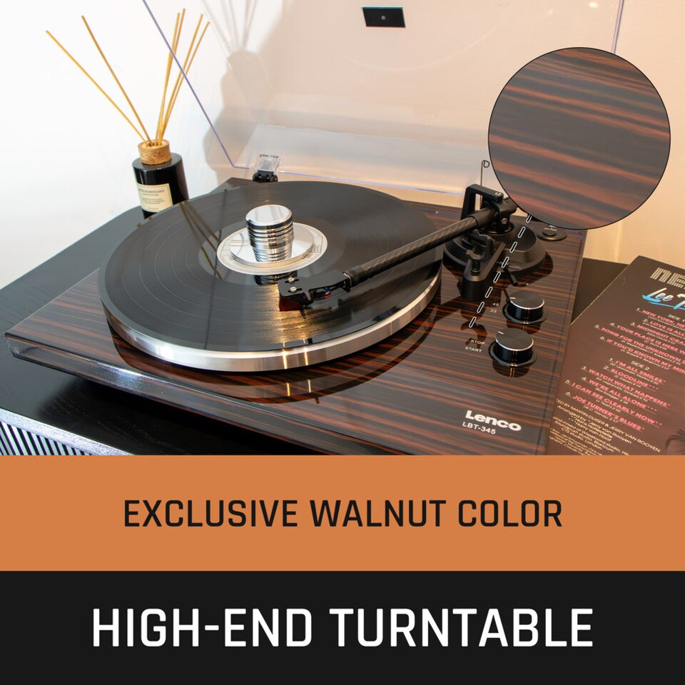image 1 of Lenco LBT-345WA - Turntable with Bluetooth Connectivity, Walnut