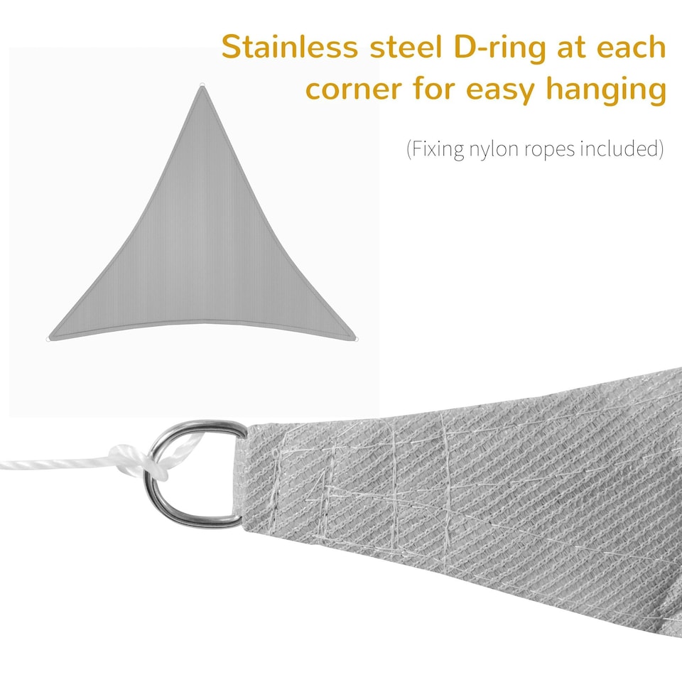 image 1 of Outsunny 4x4m Triangle Sun Shade Sail UV Protection HDPE Canopy Grey Grey