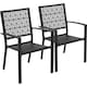 image 1 of Yaheetech Set of 2 Outdoor Patio Dining Chairs with Slatted Seat-Black | Black | Black | One Size