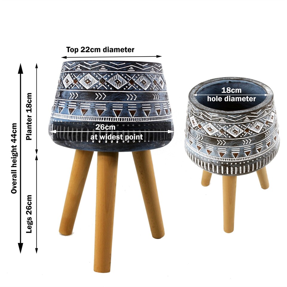 image 1 of 44cm x 26cm  Aztec Blue Composite  Large Planter | Blue