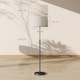 image 5 of HOMCOM Floor Lamp with Remote, Height Adjustable Standing Lamp with Linen Shade, Dimmable with 3000K-6000K Adjustable Colour Temperatures, Foot Switch for Living Room Bedroom Office, Black | Black