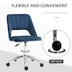 image 6 of Vinsetto Modern Office Chair, Velvet-feel Fabric Desk Chair with Wheels, Comfy Armless Swivel Vanity Chair for Makeup, Nail Tech, Bedroom, Dark Blue