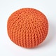 image 3 of Homescapes Burnt Orange Round Cotton Knitted Pouffe Footstool - 35 x 40 cm | Orange | H 35cm x W 40cm