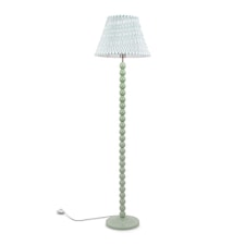 ValueLights Bobbles Sage Green Floor Lamp Green Arrow Pleat Shade and Bulb