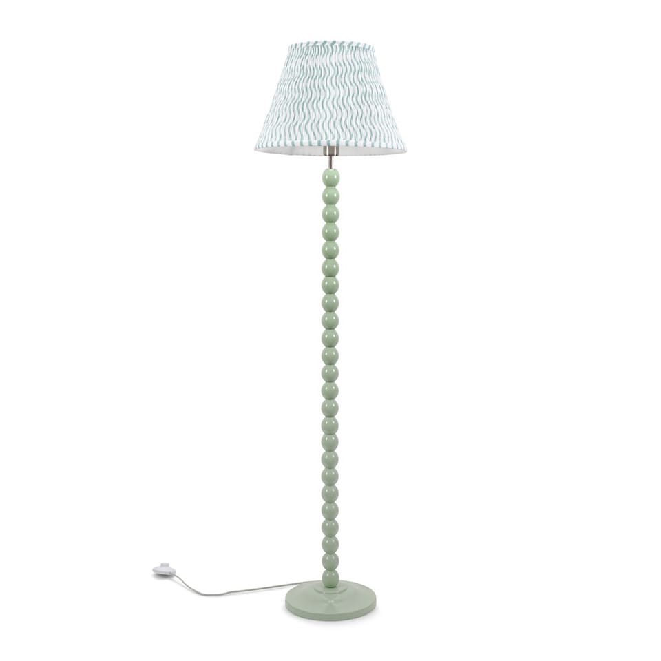 image 1 of ValueLights Bobbles Sage Green Floor Lamp Green Arrow Pleat Shade and Bulb