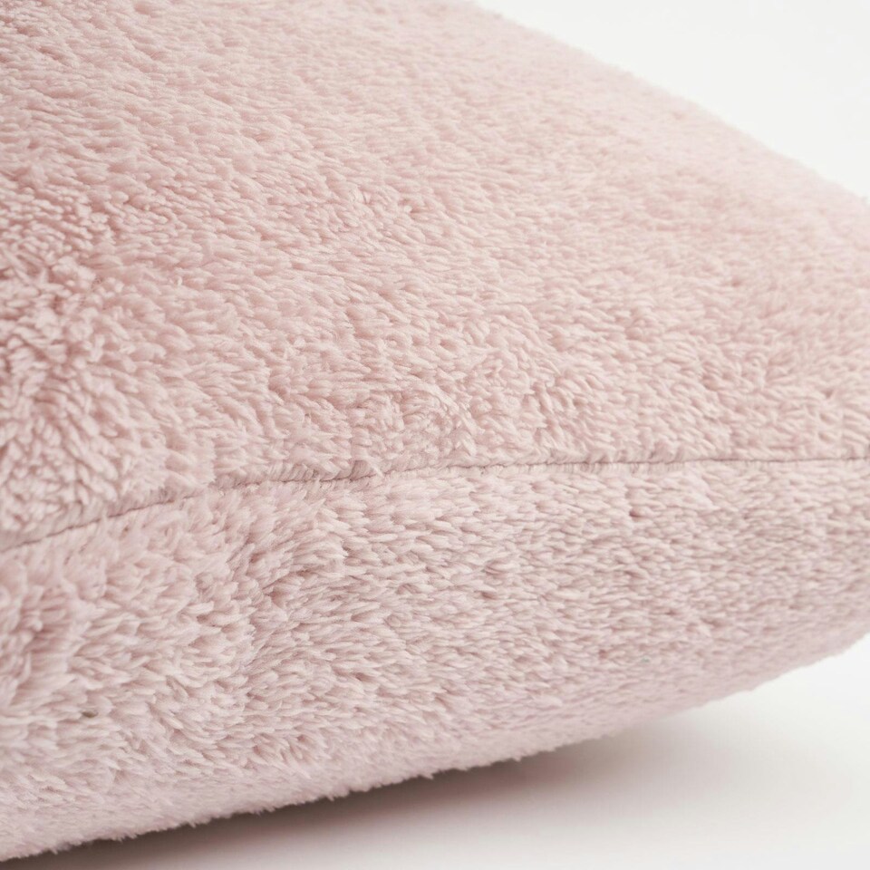 image 1 of OHS 2 x Soft Teddy Fluffy Fleece Cushion Covers, 45x45cm - Blush Pink