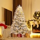 image 3 of COSTWAY 6FT Artificial Christmas Tree Pre-lit Hinged Xmas Tree with LED Lights Green