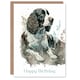 image 1 of Happy Birthday Dog Lying in Field Modern Watercolor Birthday Card