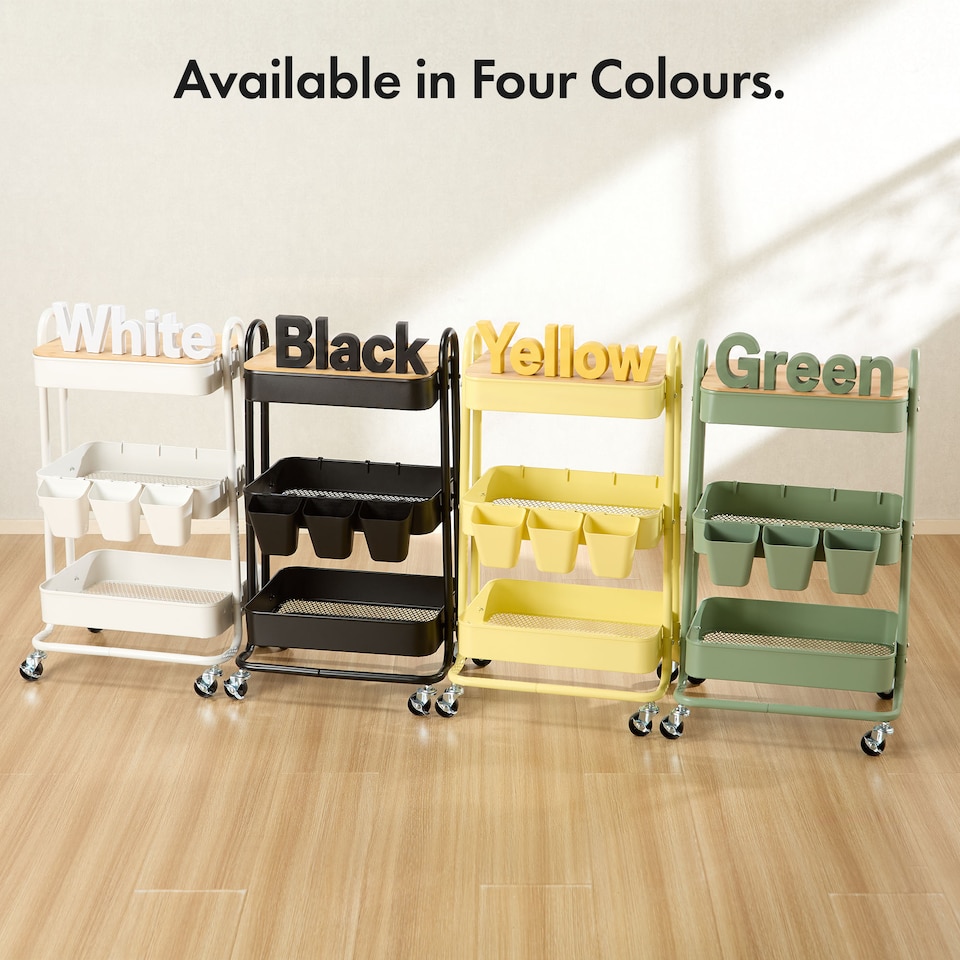 image 1 of Vonhaus Storage Trolley 3 Tier Bathroom & Kitchen Storage