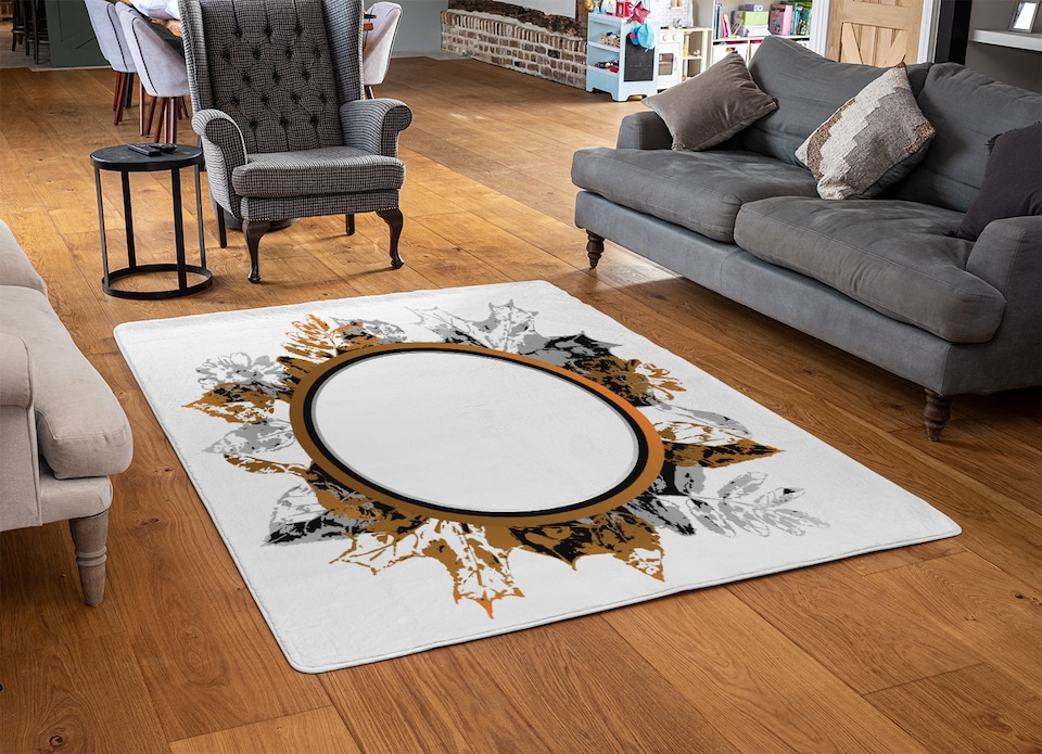 image 1 of Paint Print Autumn Decoration Designer Rug | Multi