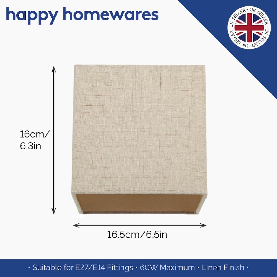 image 1 of Contemporary and Sleek Taupe Linen Fabric Small Square Lamp Shade 40w Maximum | Cream | 6"