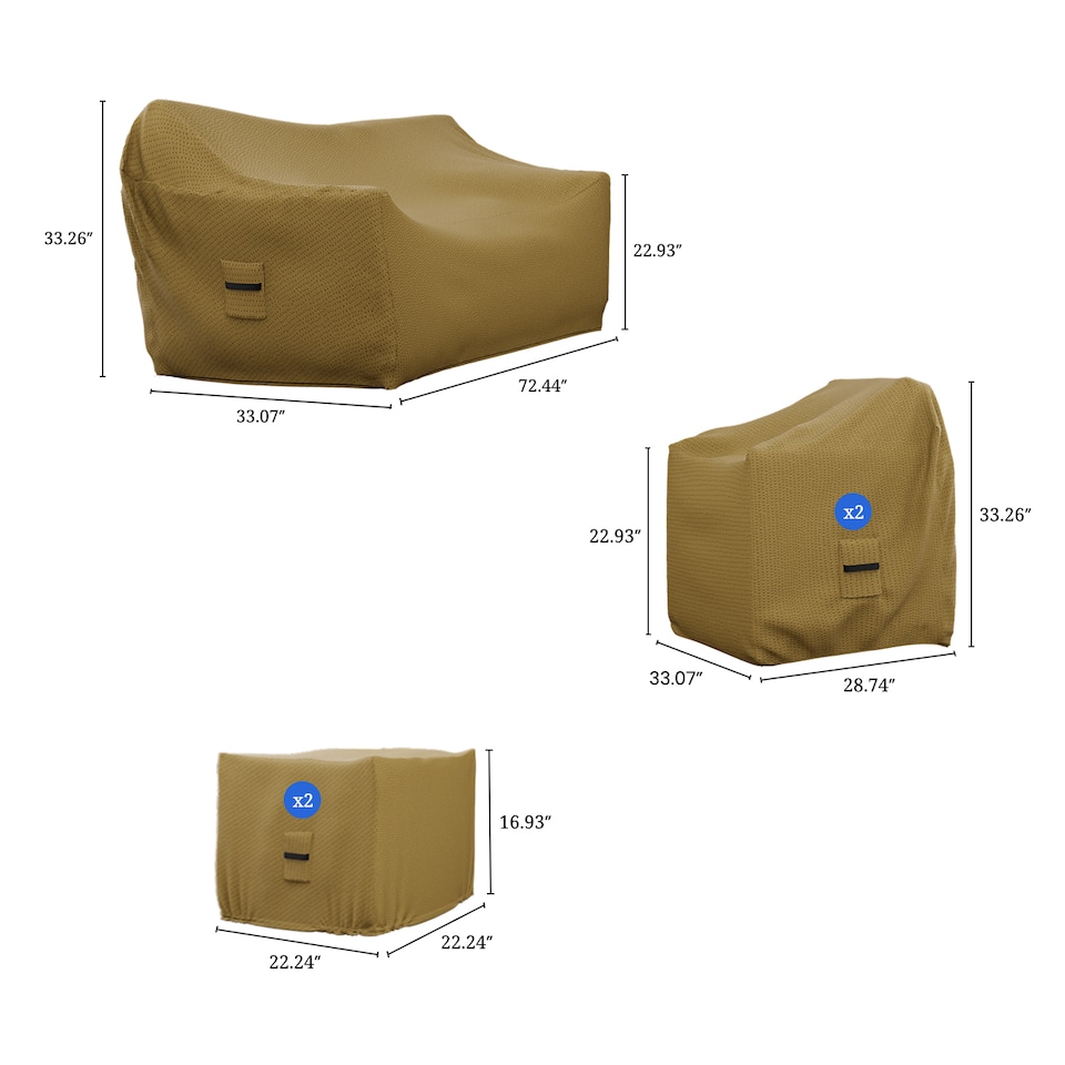 image 1 of Covers&All Covers&AllPatio Furniture Cover Set, 5 Person Outdoor Furniture Covers, 1 Sofa Cover, 72.44 in W x 33.07 in D x 33.26 in H, Beige