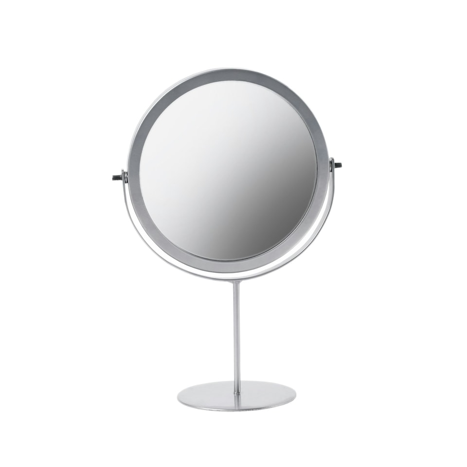 image 1 of OHS Round Freestanding Table Top Stainless Steel Bathroom Vanity Mirror, 27x19cm - Silver