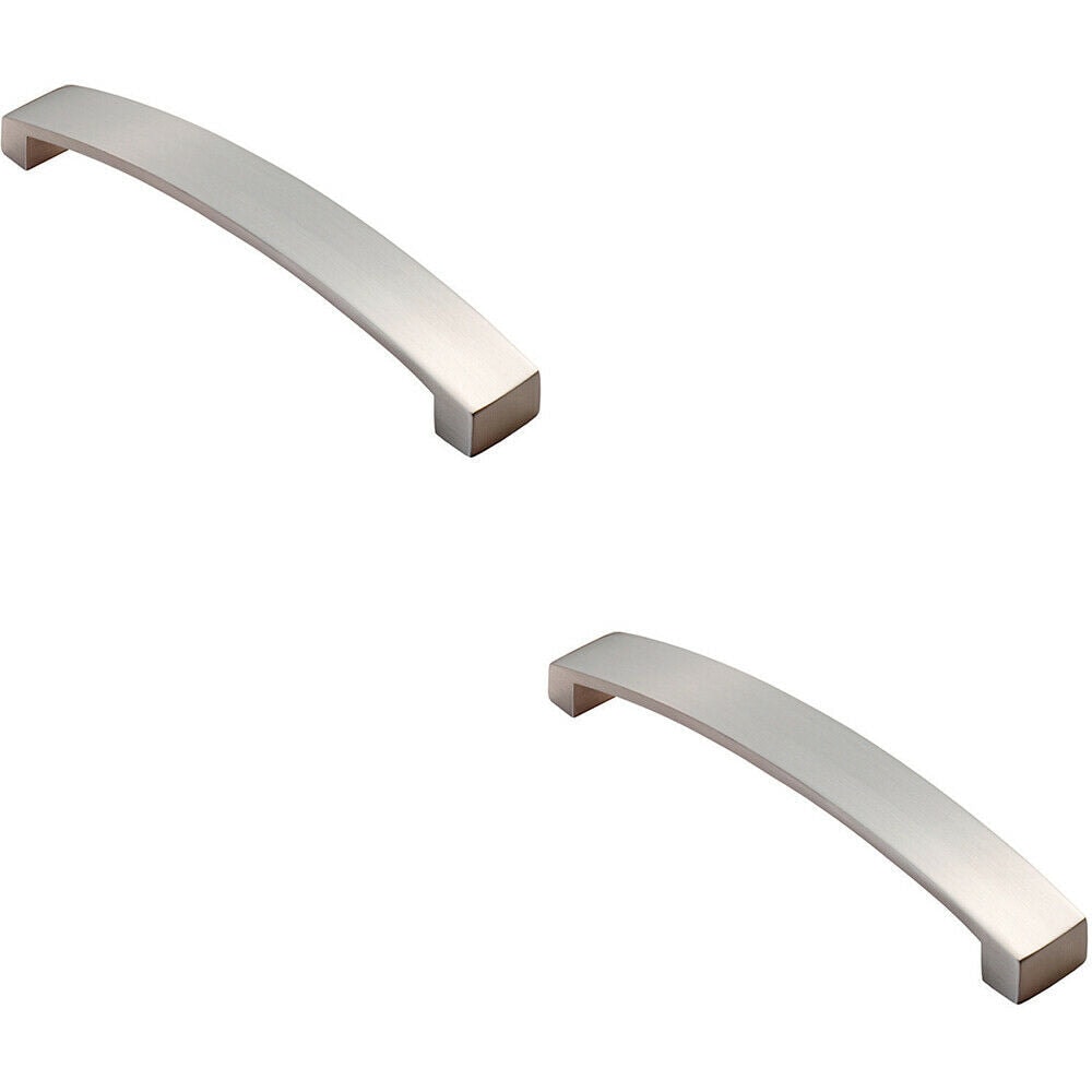 Loops 2x Flat Curved Bow Pull Handle 238 x 25mm 224mm Fixing Centres Satin Nickel in Metallics