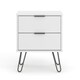 image 5 of Augusta 2 Drawer Bedside Table - Modern Industrial Style Nightstand for Bedrooms | White | White | One Size | 1