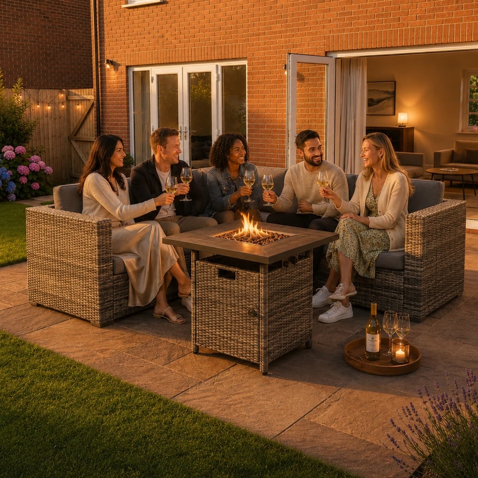 image 1 of Ascot Fire Pit Garden Set – Grey