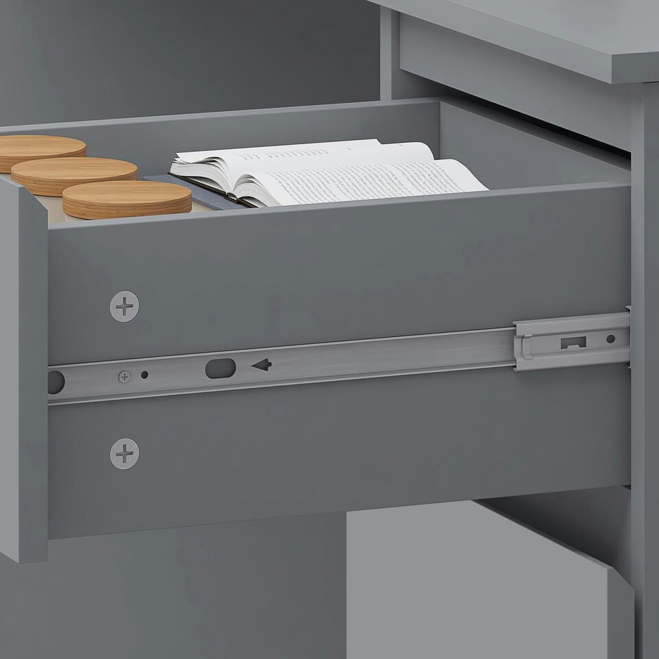 image 1 of FWStyle Stora 3 Drawer Dressing Table - Matt Dark Grey Grey