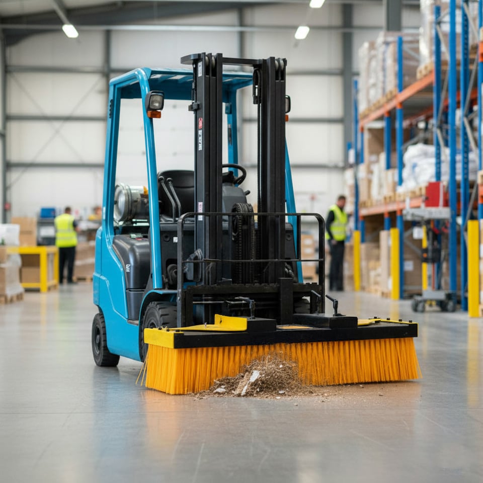 image 1 of Forklift Sweeper Brush With Stands