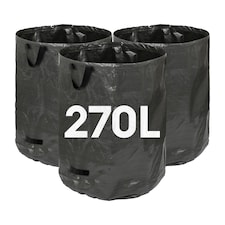 Harbour Housewares Heavy-Duty Garden Waste Bags - 270L - Black - Pack of 3 | Black | Black