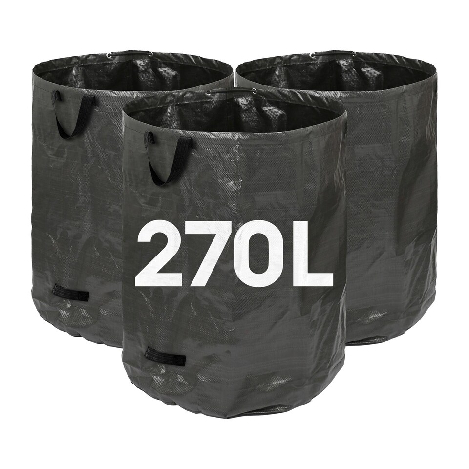 image 1 of Harbour Housewares Heavy-Duty Garden Waste Bags - 270L - Black - Pack of 3 | Black | Black