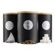 image 3 of Cooks Professional 3 Piece Ribbed Tea, Coffee, & Sugar Cannisters with Bamboo Lids | Black | Black & Silver