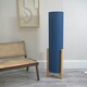 image 2 of ValueLights Henry Wooden Base Midi Floor Lamp with Tall Navy Fabric Shade Blue