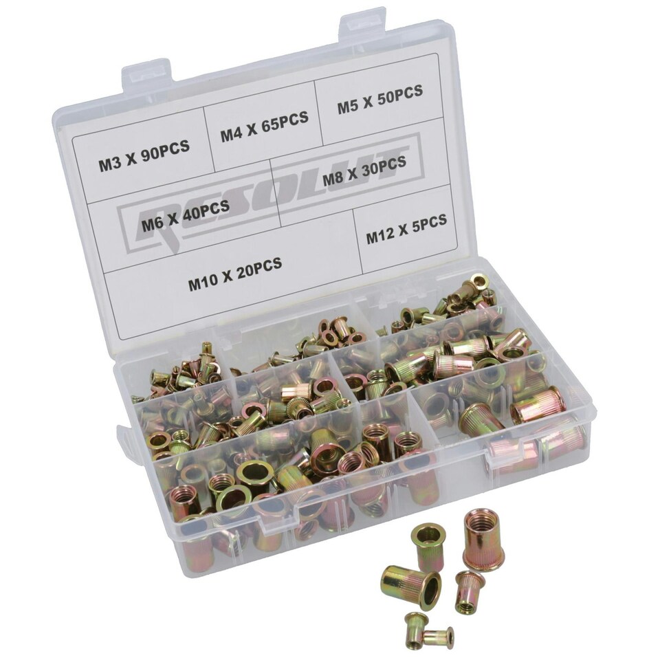 image 1 of Steel Blindnut Fastener Nut Serts Inserts Rivets Assorted Sizes 3 - 12mm 300pc