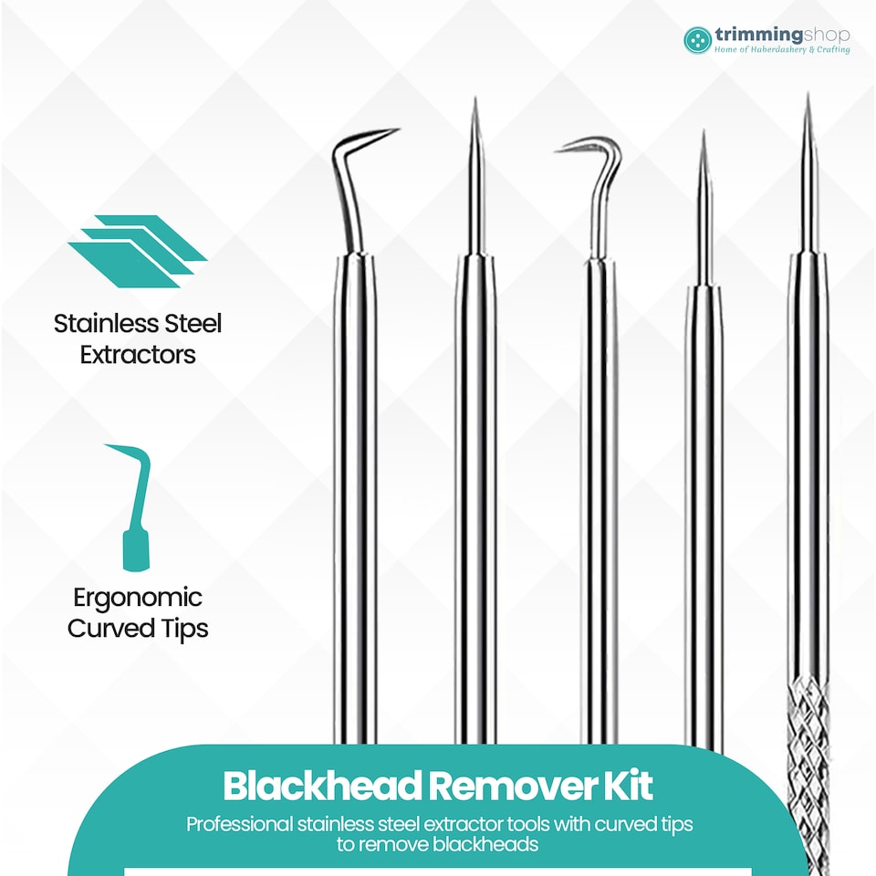 image 1 of Blackhead Remover Tool Set with Storage Case, Stainless Steel Tools - 9pcs