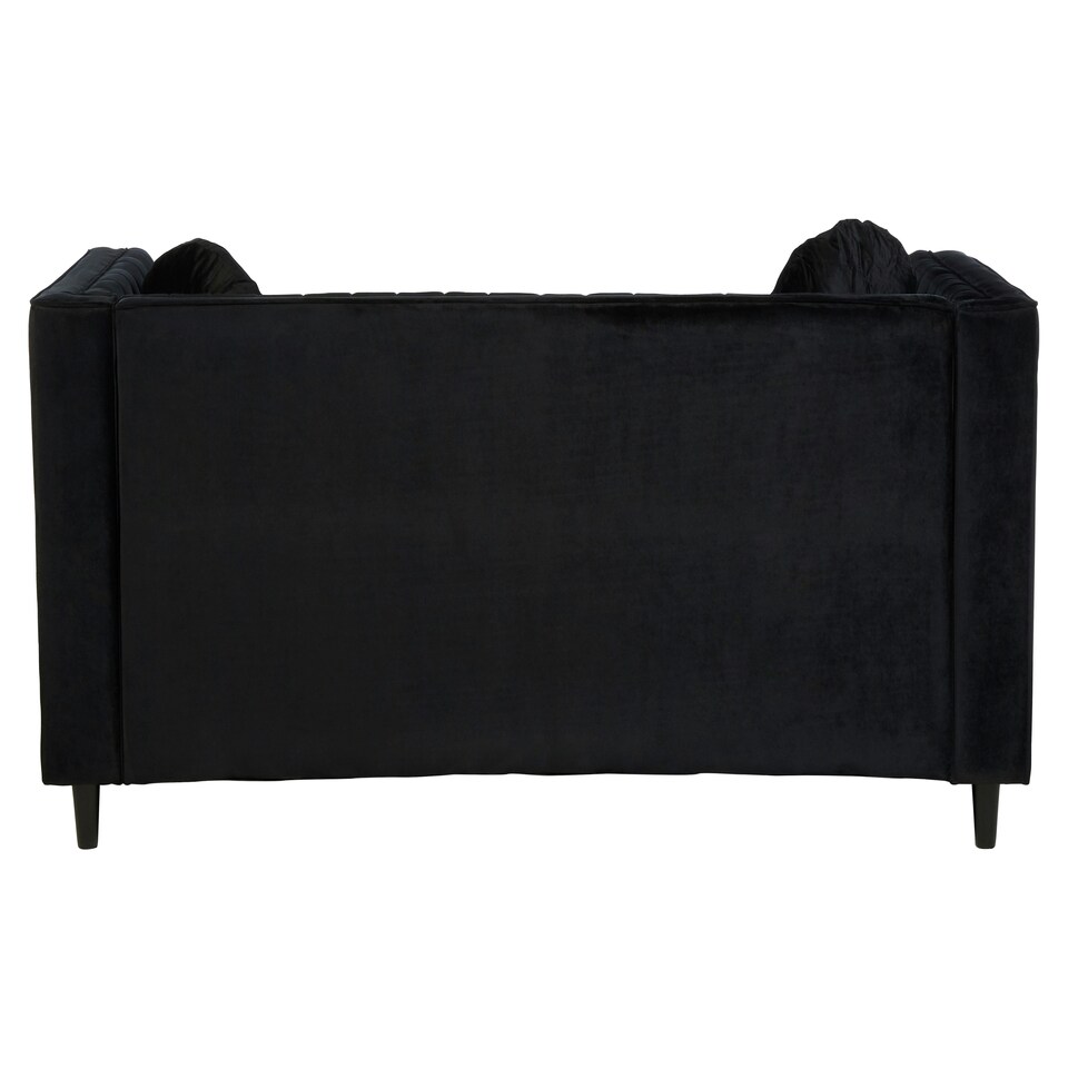 image 1 of Farah Three Seater Black Velvet Sofa Black