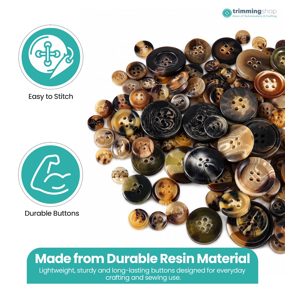 image 1 of 100g Round Resin Button, Assorted Sizes - 2 & 4 Holes