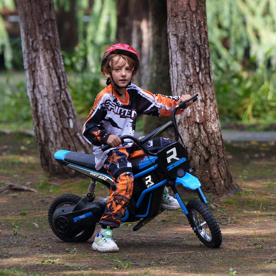 image 1 of HOMCOM 24V Kids Electric Motorbike with Twist Grip Throttle, Music, Horn, 12 Pneumatic Tyres, Max Speed 16kmithh, for Ages 8-12 Years - Blue