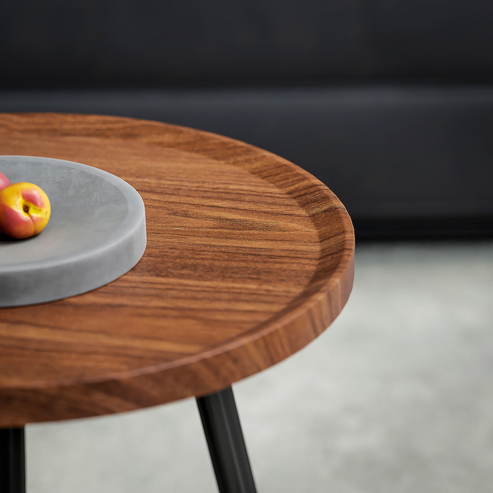 image 1 of HOMCOM Nesting Coffee Table Set of 2, 80cm Modern Stacking End Side Table with Metal Legs for Living Room Bedroom Office, Chestnut Wood Effect