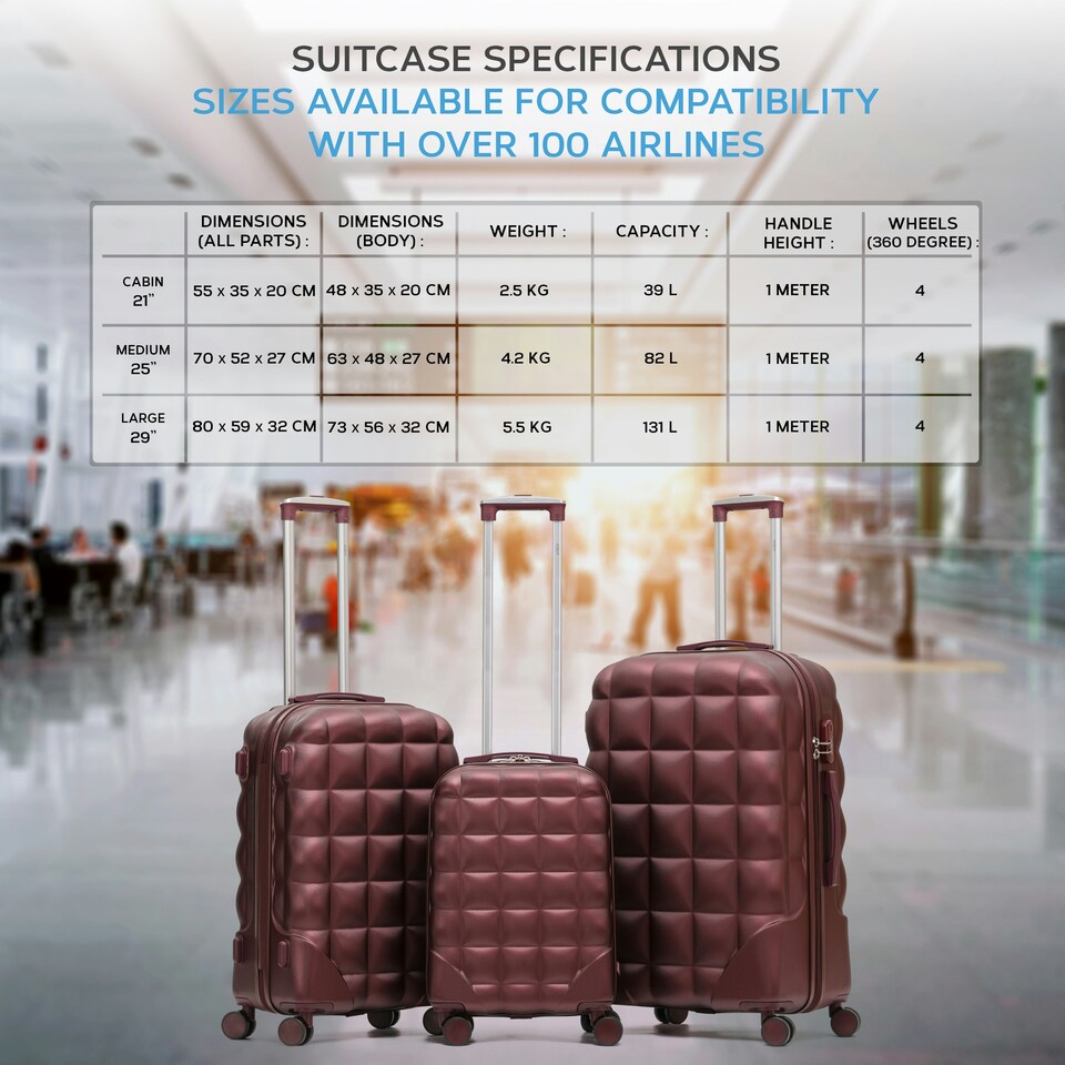 image 1 of Flight Knight Bubble Suitcase Ryanair easyJet Jet2 Approved 8 Wheel Hardcase Suitcases Cabin or Medium & Large Check-in Sizes | Red | Burgundy | Medium