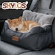 image 9 of Skylos Dog Car Seat Bed Pet Booster Travel Carrier with Safety Leash | Grey | Grey | 1