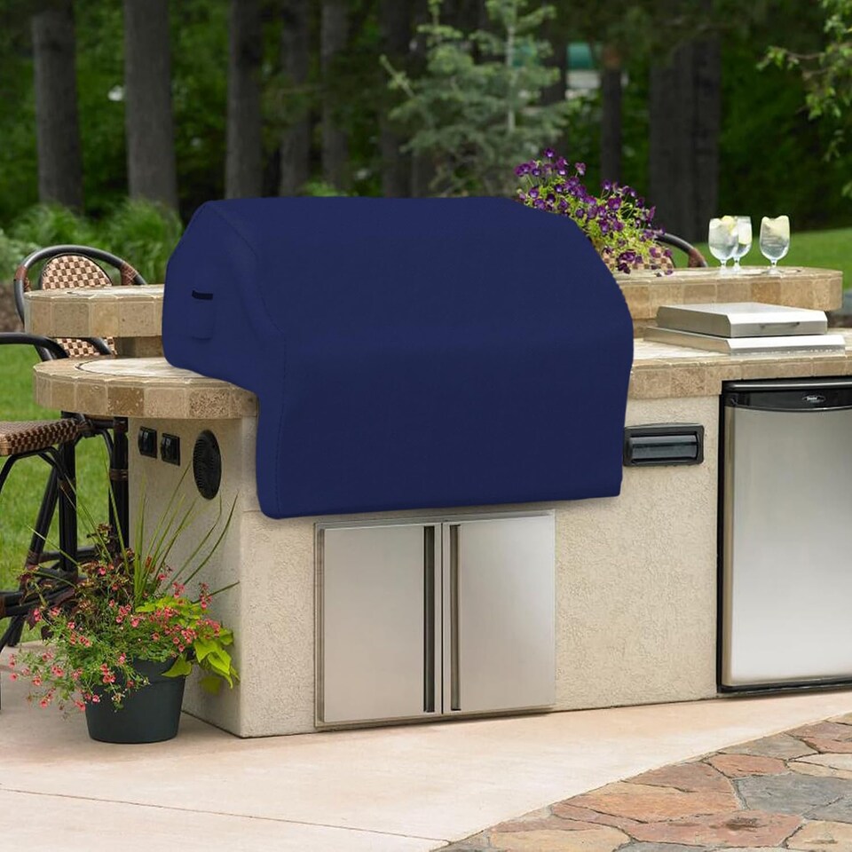 image 1 of Covers&All Built-in Outdoor Grill Cover, Durable 12 Oz Waterproof Cover Max Material with Air Pocket, 36 in W x 26 in D x 24 in H, Blue