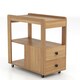 image 1 of COSTWAY Narrow End Table Modern 2-Drawer Sofa Side Table Natural Brown