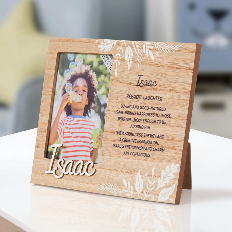 image 1 of History & Heraldry Pre-Personalised Kids Wooden Picture Frame - Isaac