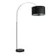 image 1 of ValueLights Louis Black Arched Floor Lamp with Black Drum Metallic Chrome Inner Shade & Bulb | Black