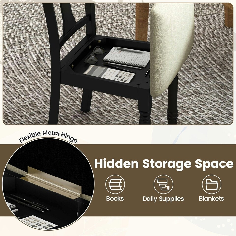 image 1 of COSTWAY Set of 2 Wooden Dining Chairs Kitchen Accent Chair Black